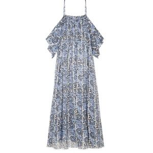 CAROLINE CONSTAS  Delphi Cold-shoulder Printed Silk-chiffon Maxi Dress